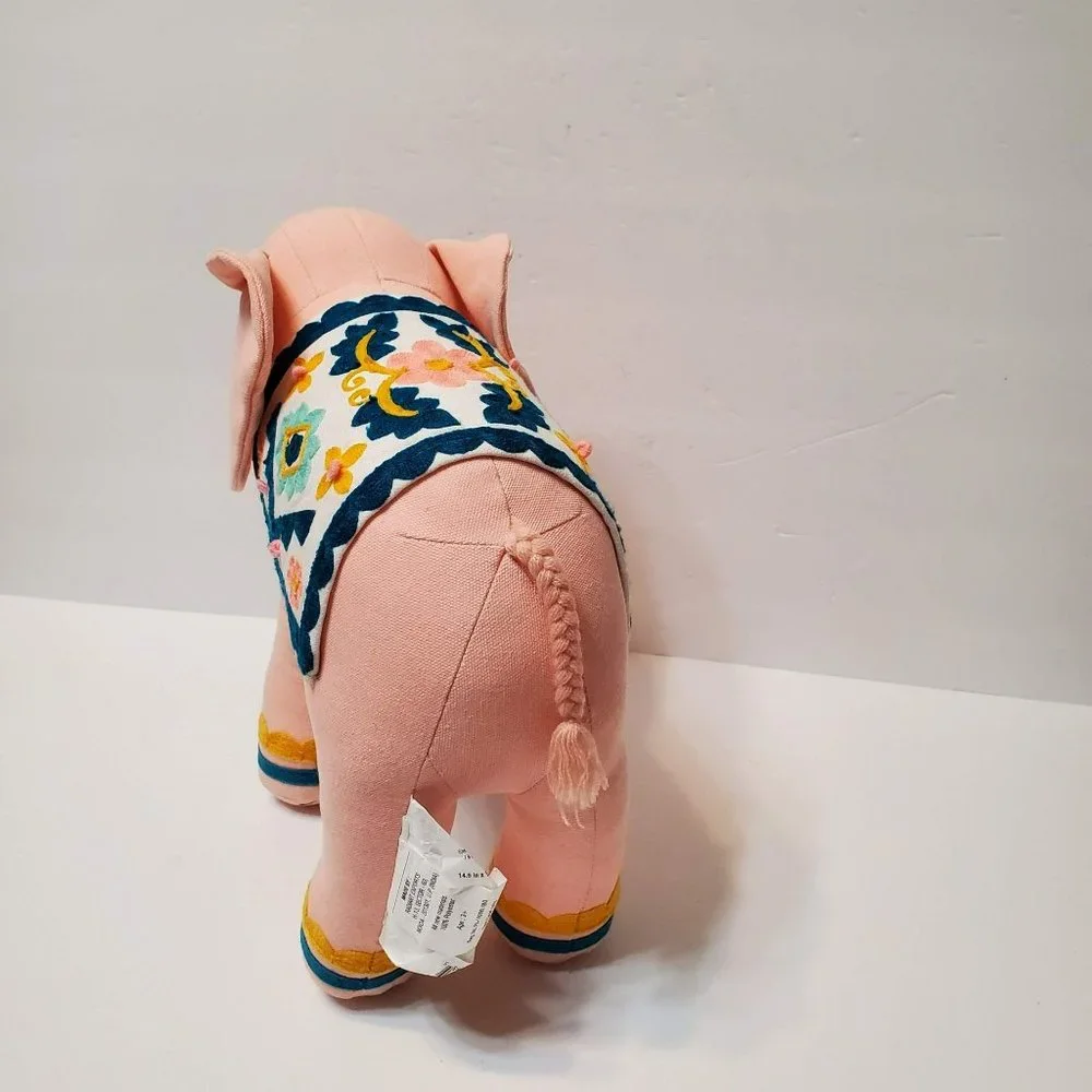 Pillowfort Pink Elephant Throw Pillow, Embroidered Plush Animal, Gently Used